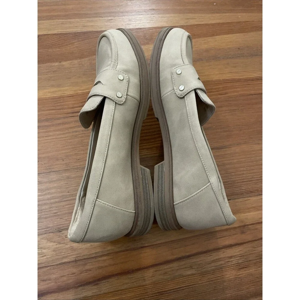 Dr Scholl's Hello Loafers Womens Size 8 Tan Faux Leather Slip On Penny Loafers